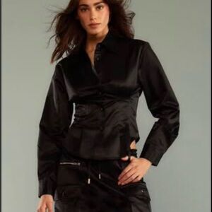 Cynthia Rowley Black Satin Skirt